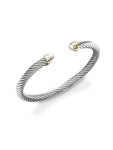 David Yurman Cable Classics Bracelet With Pearls And Gold
