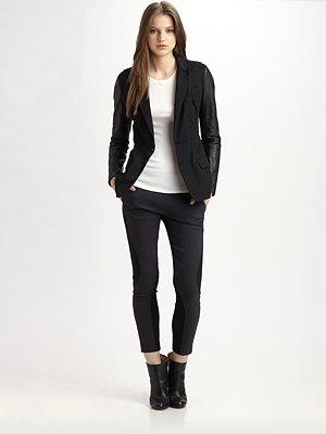 Leather-sleeve Blazer