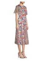 Prabal Gurung Floral Silk Chiffon Midi Dress