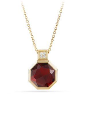 David Yurman Guilin Octagon Pendant Necklace With Garnet And Diamonds In 18k Gold