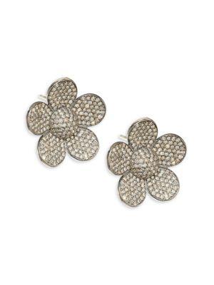 Nina Gilin Flower Diamond Stud Earrings