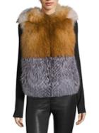The Fur Salon Colorblock Fox Fur Vest