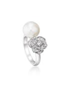 Piaget Diamond & 10mm White Akoya Pearl Ring