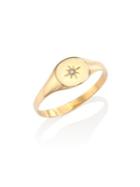 Jacquie Aiche Burst Diamond & 14k Yellow Gold Signet Ring