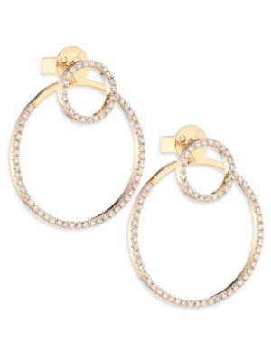 Ef Collection Halo Diamond & 14k Yellow Gold Ear Jackets