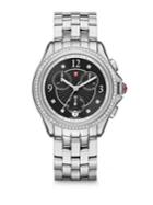 Michele Watches Belmore Chronograph Diamond & Stainless Steel Bracelet Watch