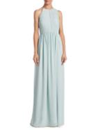 Halston Heritage Plisse Fortuny Ruched Gown