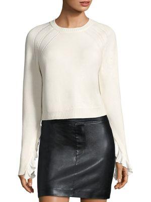 Helmut Lang Ruffled Cropped Wool & Cashmere Pullover