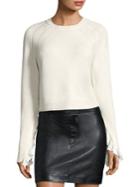 Helmut Lang Ruffled Cropped Wool & Cashmere Pullover