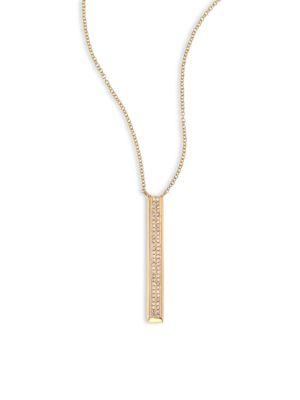 Ef Collection Vertical Diamond & 14k Yellow Gold Bar Pendant Necklace
