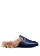 Gucci Princetown Fur-lined Leather Loafers