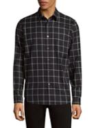 Theory Grid Flannel Cotton Button-down Shirt