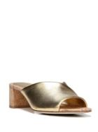 Diane Von Furstenberg Faleria Metallic Leather Cork Block-heel Mules