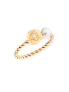 Piaget Rose Diamond, 5mm White Akoya Pearl & 18k Rose Gold Ring