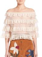 Red Valentino Ruffled Lace Top