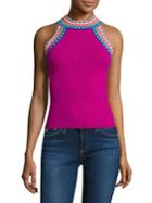Milly Woven Trim Halter Top