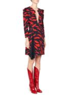 Givenchy Plunge Tiger Print Silk Dress