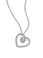 De Beers Classic Diamond & 18k White Gold Heart Pendant Necklace