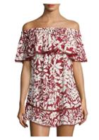 Red Carter Off-the-shoulder Cotton Coverup