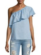 7 For All Mankind One Shoulder Chambray Blouse