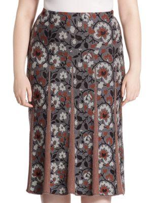 Stizzoli, Plus Size Long Knitted Floral Skirt