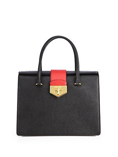 Prada Saffiano Double Gusset Flap Satchel