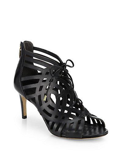 Sigerson Morrison Kalia Leather Cage Mid-heel Sandals