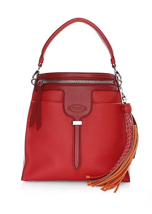 Tod's Two-tone Tassel Leather Top Handle Bag