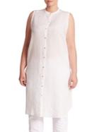 Eileen Fisher, Plus Size Plus Mandarin Collar Long Shirt