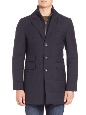 Saks Fifth Avenue Collection Zipper Bib Quilted Wool Coat