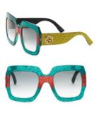 Gucci 54mm Glitter Stripe Square Sunglasses