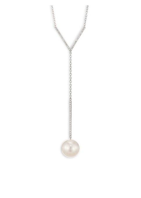 Yoko London 18k White Gold, 12.6mm Cultured South Sea Pearl & Diamond Y-necklace