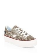 Converse One Star Glitter Leather Platform Sneakers