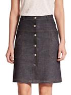 Carven Denim Button-front Skirt
