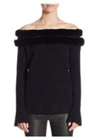 Saks Fifth Avenue Collection Rabbit Trim Off-the-shoulder Sweater