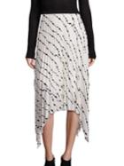Helmut Lang Silk Pleated Printed Skirt
