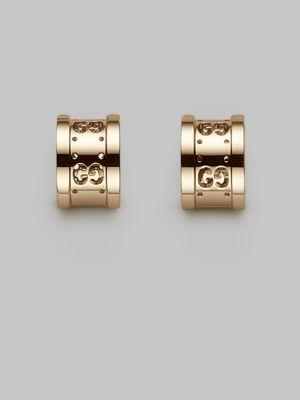 Gucci 18k Gold Logo Earrings