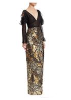 Marchesa Notte Cold Shoulder Floral Sequin Gown