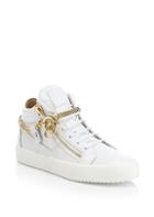 Giuseppe Zanotti Goldtone Chain Mid-top Leather Sneakers