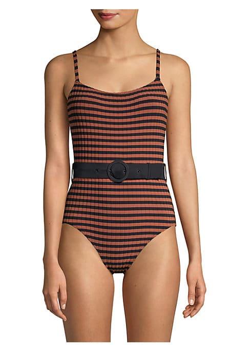 Solid And Striped The Nina One-piece Belted Striped Swimsuit