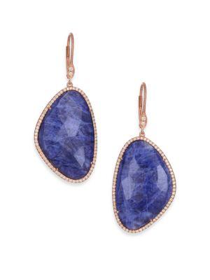 Meira T Sodalite, Diamond & 14k Rose Gold Drop Earrings