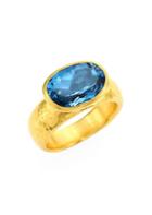 Gurhan Rainbow One Of A Kind 24k Yellow Gold & London Blue Topaz Ring
