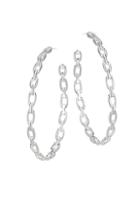 Jennifer Zeuner Jewelry Carmine Sterling Silver Medium Chain Hoop Earrings