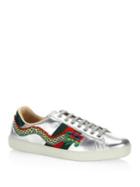 Gucci New Ace Dragon Metallic Leather Sneakers