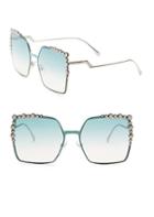 Fendi 60mm Oversized Crystal-trim Square Sunglasses