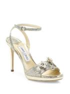 Jimmy Choo Electra 100 Crystal-button Glitter Ankle-strap Sandals
