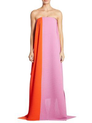 Solace London Alette Pleated Strapless Gown
