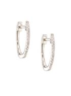 Ef Collection Diamond & 14k White Gold Huggie Earrings/0.5