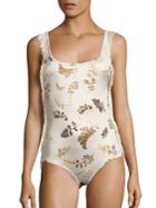 Made By Dawn Glimmer Petal 2 One-piece Fringed Swimsuit