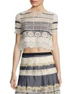 Elie Tahari Mary Chambray & Lace Cropped Top